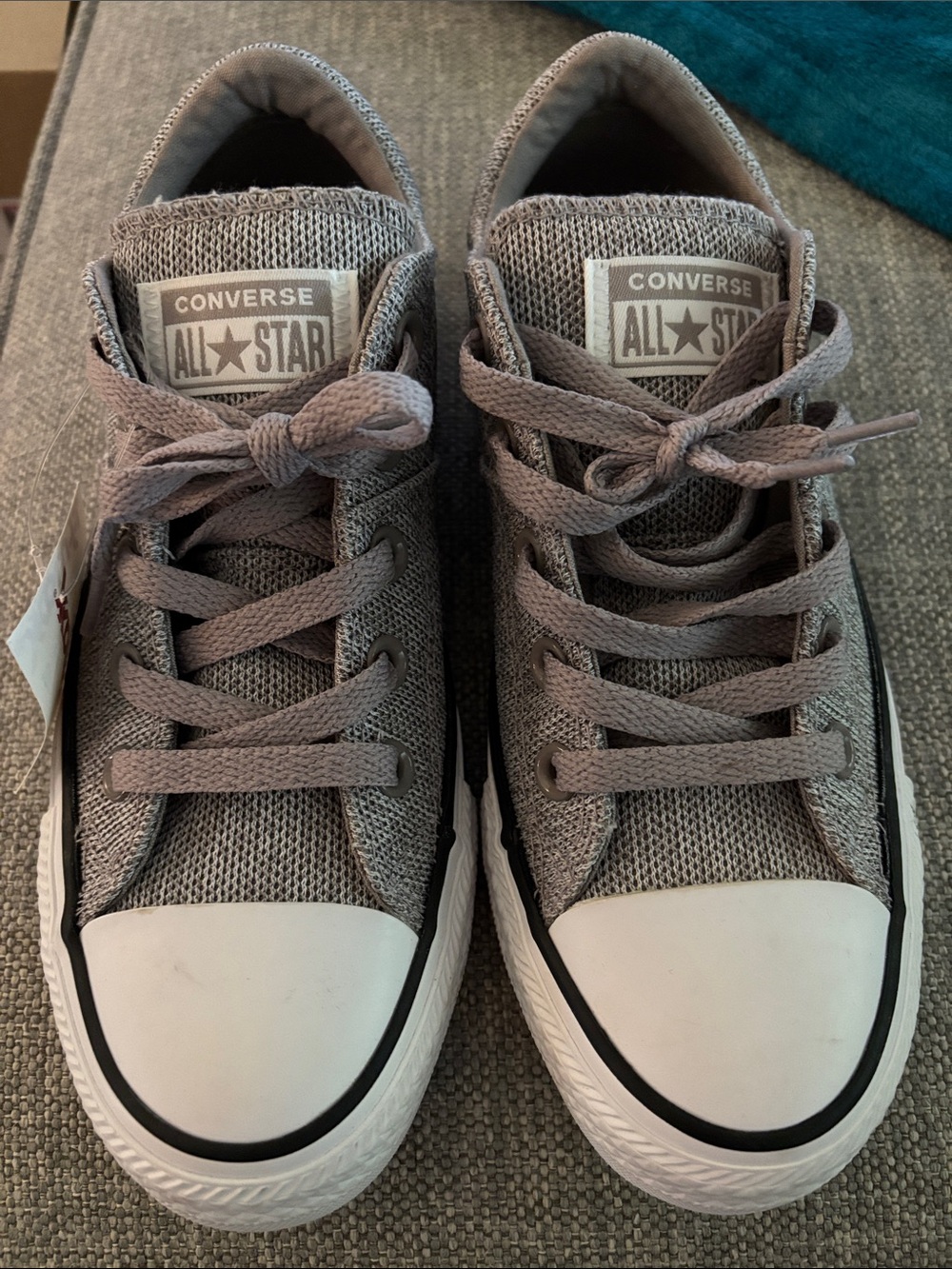 Converse Low Top Sneakers in Grey Knit with White Toe